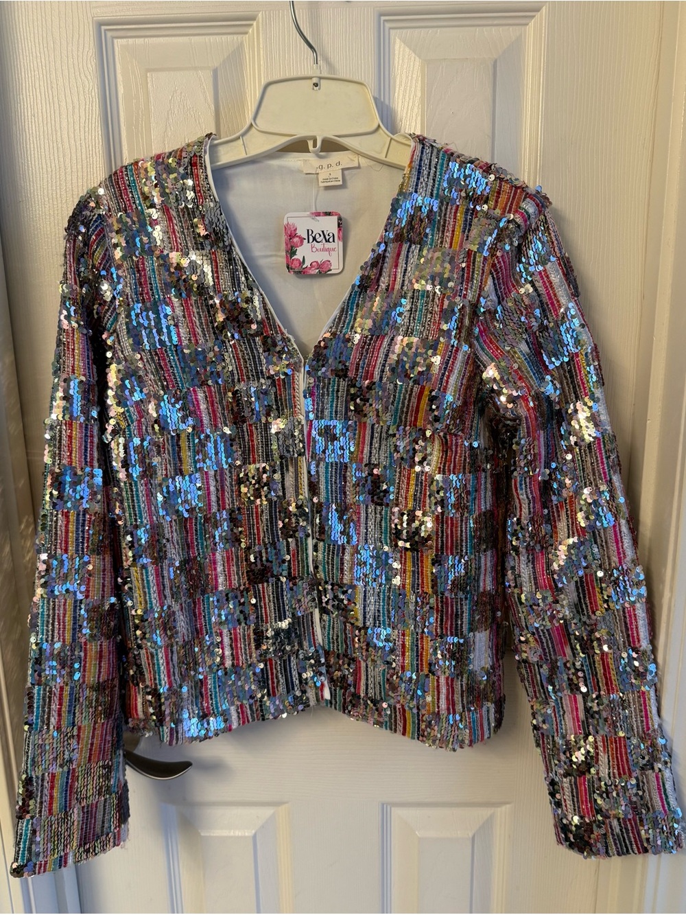 NWT, sequin jacket, multicolor, small